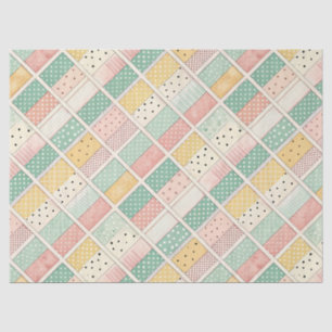 Retro Mustard Geometric Diamond Plaid Dot Tissue Paper