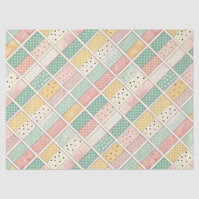 Retro Mustard Geometric Diamond Plaid Dot Tissue Paper (Front)