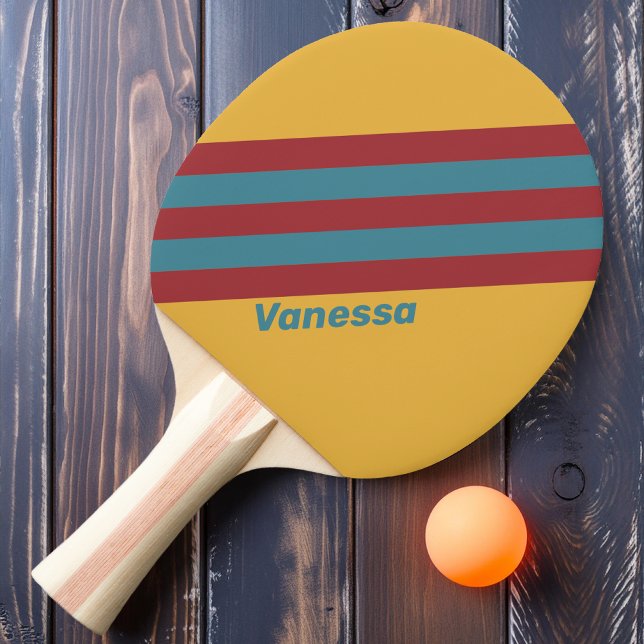 Retro Mustard Seed Stripes with Name Ping Pong Paddle (Creator Uploaded)