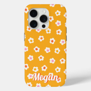 Retro Mustard Yellow Daisy Flower  Personalized iPhone 15 Pro Case
