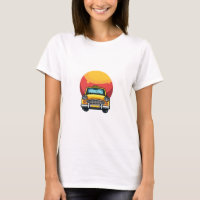 Retro Mustard Yellow Taxi on Fiery Sun Art Print