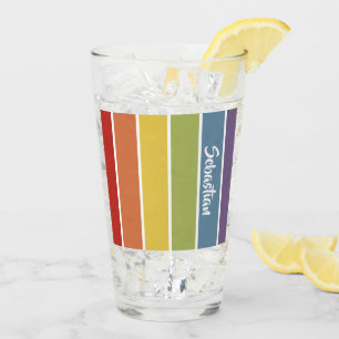 Retro Muted Colour Gay pride Rainbow Personalized Glass