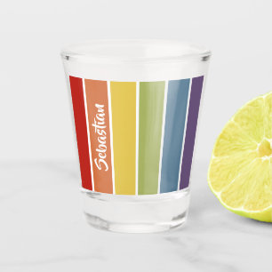 Retro Muted Colour Gay pride Rainbow Personalized Shot Glass
