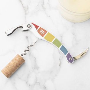 Retro Muted Colour Rainbow Personalized Corkscrew