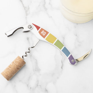 Retro Muted Colour Rainbow Personalized Corkscrew