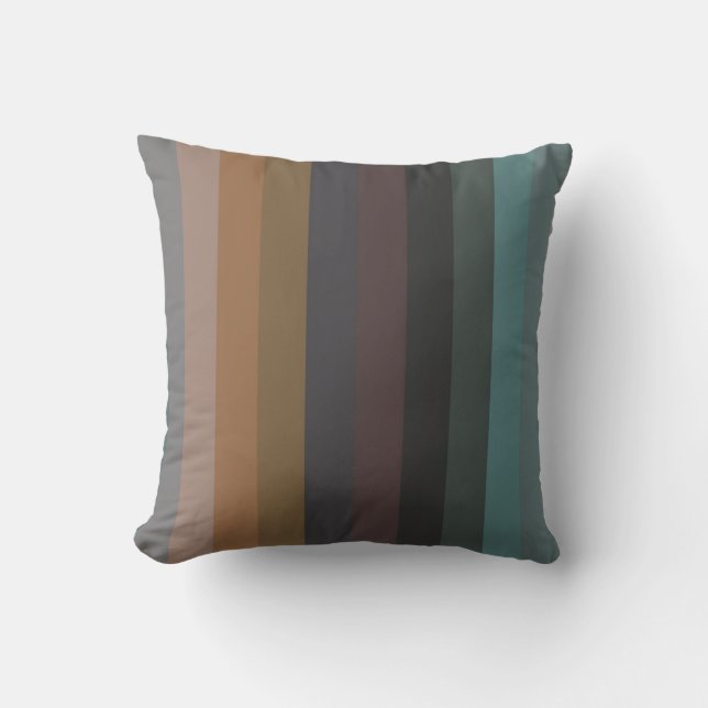 Retro Muted Earth Tones Vertical Stripes  Throw Pillow (Front)