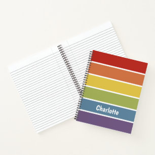 Retro Muted Rainbow LGBT Personalized Notebook