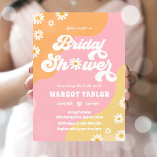 Retro Muted Tones Boho Hippy Vibes Bridal Shower Invitation