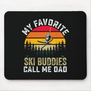 Retro My Favorite Ski Buddies Call Me Dad Fathers Mouse Pad
