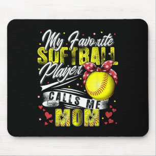 Retro My Favourite Softball Player Calls Me Mom Mo Mouse Pad