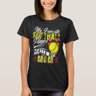 Retro My Favourite Softball Player Calls Me Mom Mo T-Shirt