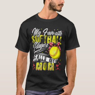 Retro My Favourite Softball Player Calls Me Mom Mo T-Shirt
