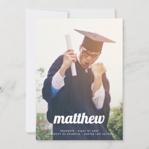 RETRO MY NAME IS University Two Photo LAW GRAD Announcement