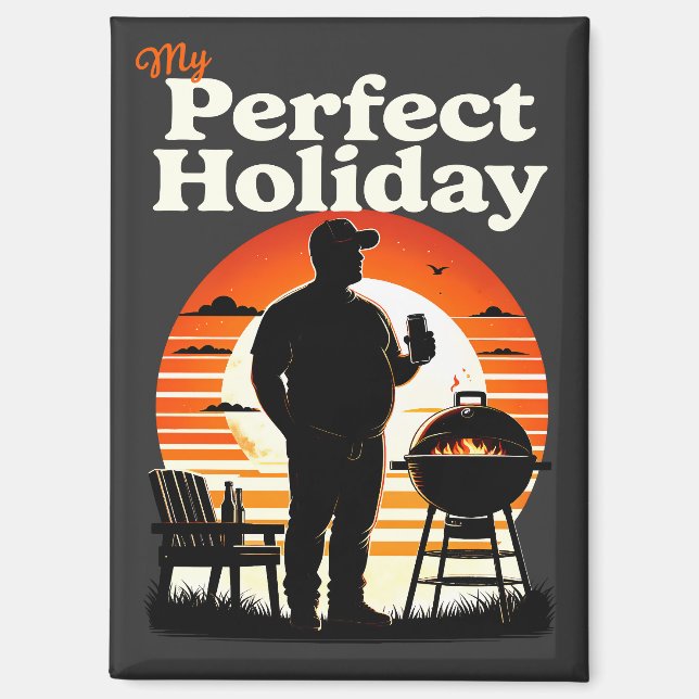 Retro My Perfect Holiday Light Text Magnet (Front)