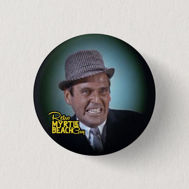 Retro Myrtle beach guy  1 Inch Round Button (Front)