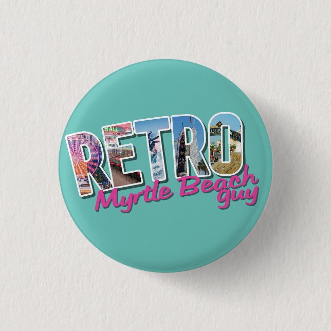 Retro Myrtle Beach Guy 1 Inch Round Button (Front)