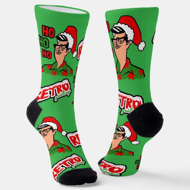 Retro Myrtle Beach Guy Christmas Socks (Angled)