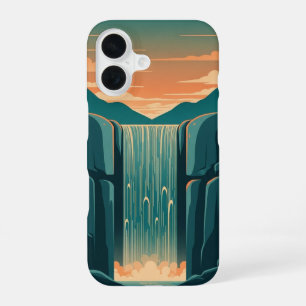 Retro Mystic Waterfall iPhone 16 Case