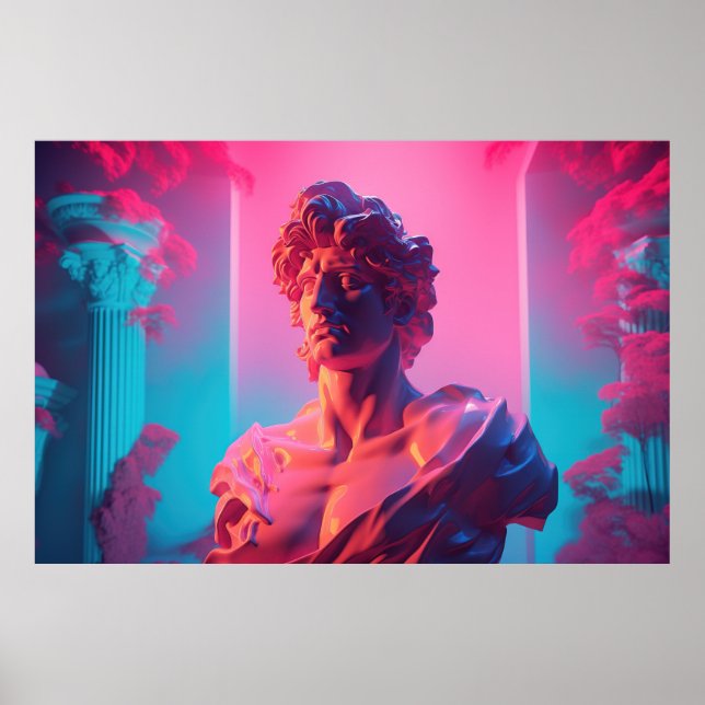 Retro Mythos: Vaporwave Homage to Greek Mythology Poster (Front)