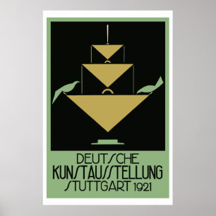 Retro naïve art deco poster