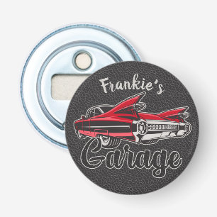 Retro NAME Red Caddy Vintage Classic Car Garage Bottle Opener