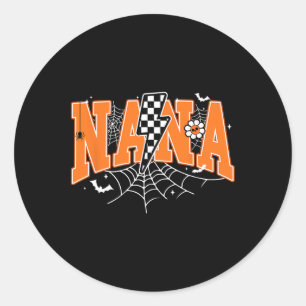 Retro Nana Lightning Bolt Halloween Spider Web Fal Classic Round Sticker