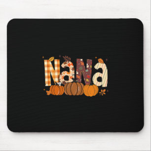 Retro Nana Pumpkin Fall Leaves Grandma Fall Thanks Mouse Pad