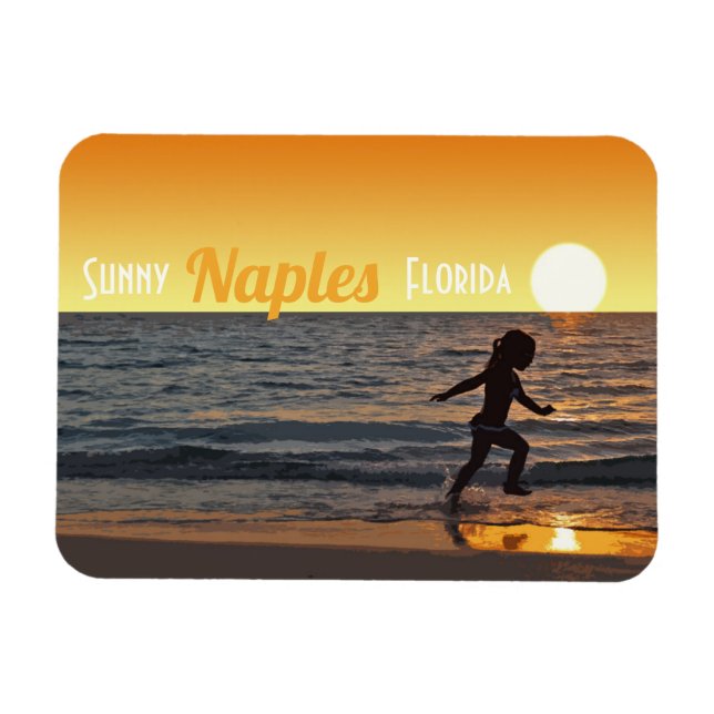 Retro Naples Florida Magnet (Horizontal)