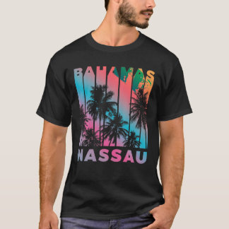 Retro Nassau Bahamas Beach Fan Palm Tree Cool Souv T-Shirt