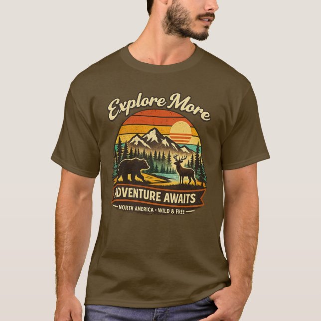 Retro National Parks T-Shirt – Explore More Advent (Front)