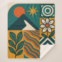 Retro Nature Abstract Art–Modern Geometric Floral