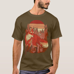 Retro Nature Animal Lover Autumn Forest Trees Fo T-Shirt