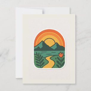 Retro Nature Sunset – Vintage Mountain Postcard