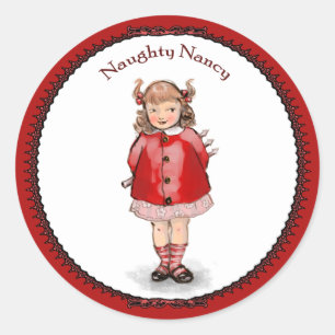 Retro Naughty Nancy Classic Round Sticker