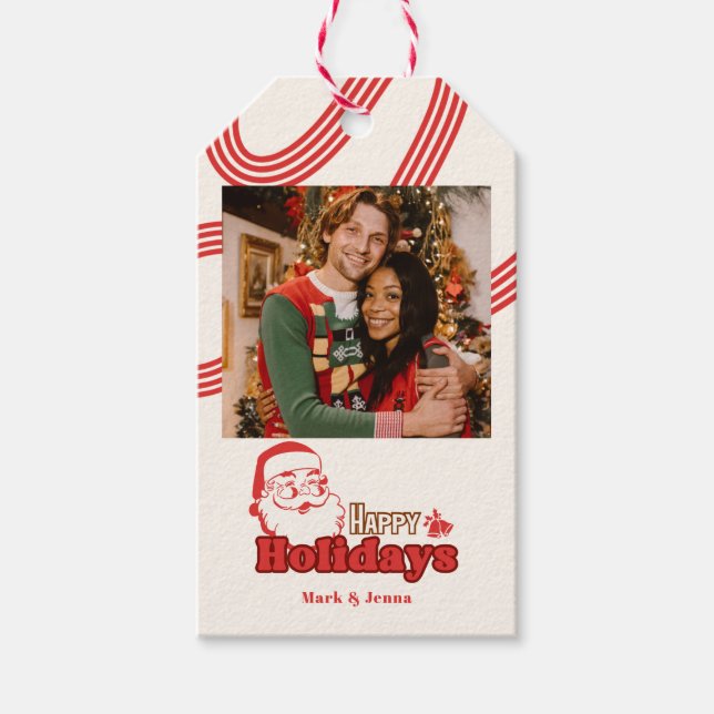 Retro naughty Santa Claus Gift Tags (Front)