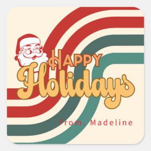 Retro naughty Santa Claus Square Sticker