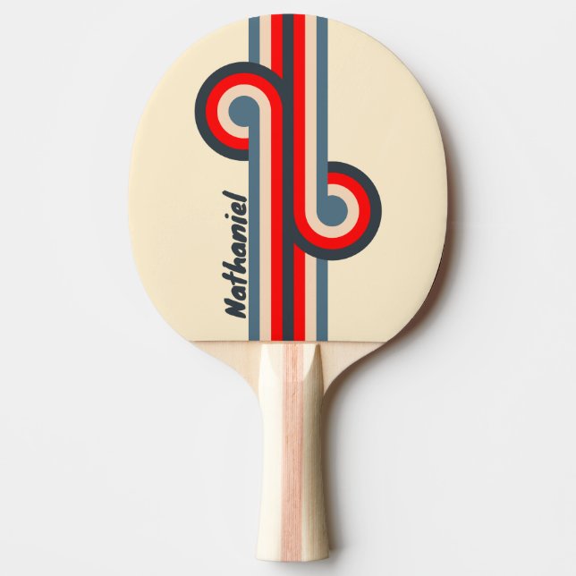 Retro Nautical Rainbow Loop with Name Ping Pong Paddle (Front)