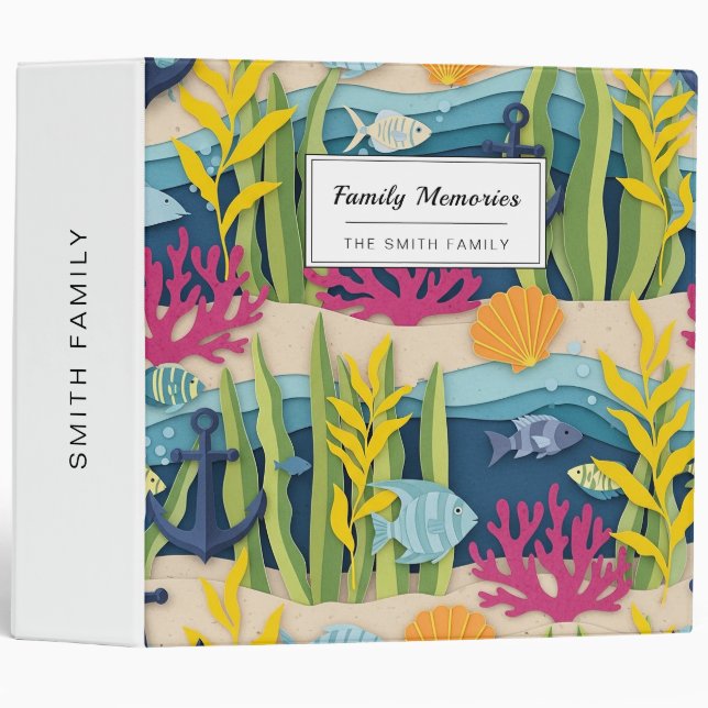 Retro Nautical Watercolor Pattern (10) Binder (Front/Spine)