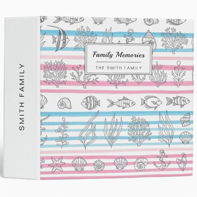 Retro Nautical Watercolor Pattern (12) Binder (Front/Spine)