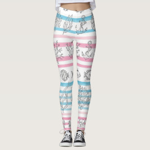 Retro Nautical Watercolor Pattern (12) Leggings