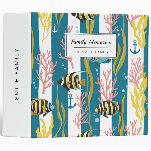 Retro Nautical Watercolor Pattern (14) Binder (Front/Spine)