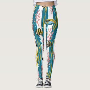 Retro Nautical Watercolor Pattern (14) Leggings