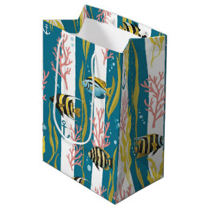 Retro Nautical Watercolor Pattern (14) Medium Gift Bag