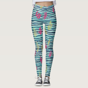 Retro Nautical Watercolor Pattern (1) Leggings