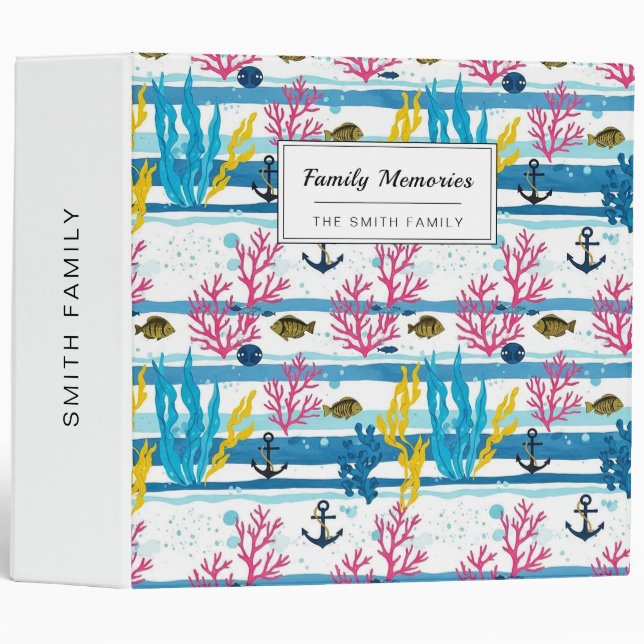 Retro Nautical Watercolor Pattern (2) Binder (Front/Spine)