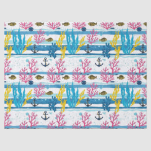 Retro Nautical Watercolor Pattern (2) Tissue Paper