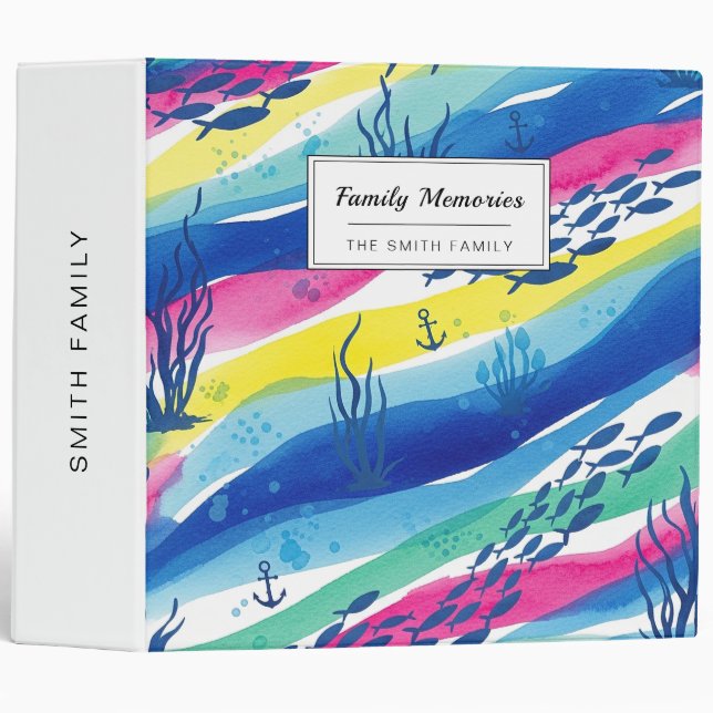 Retro Nautical Watercolor Pattern (3) Binder (Front/Spine)