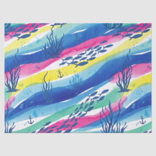 Retro Nautical Watercolor Pattern (3) Tissue Paper