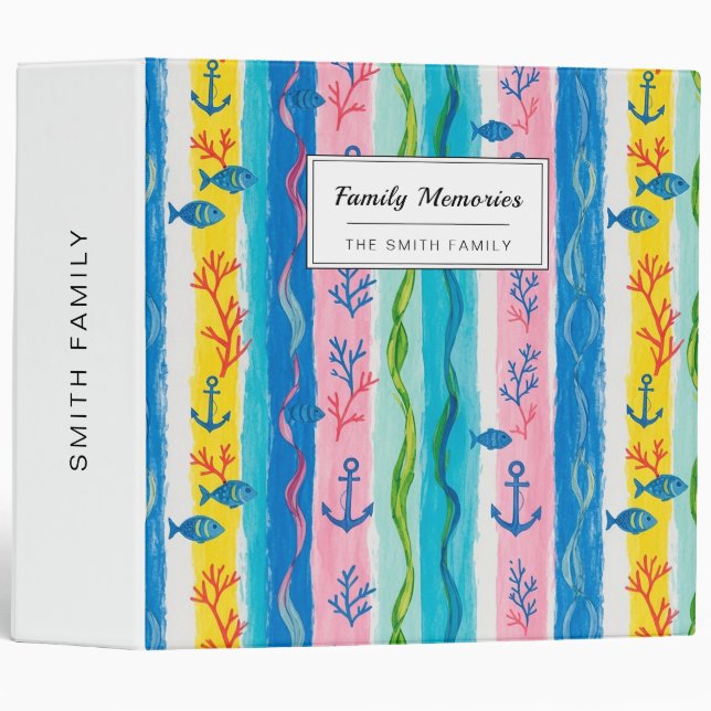 Retro Nautical Watercolor Pattern (4) Binder (Front/Spine)