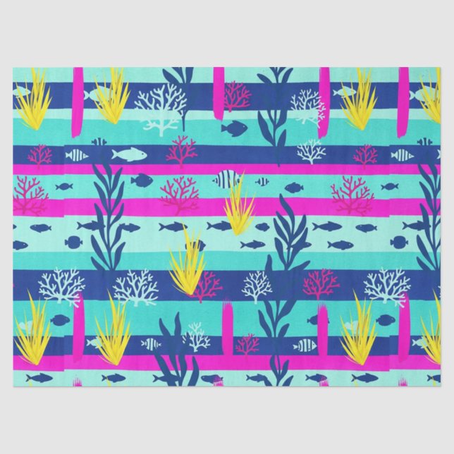 Retro Nautical Watercolor Pattern (5) Tissue Paper (Front)